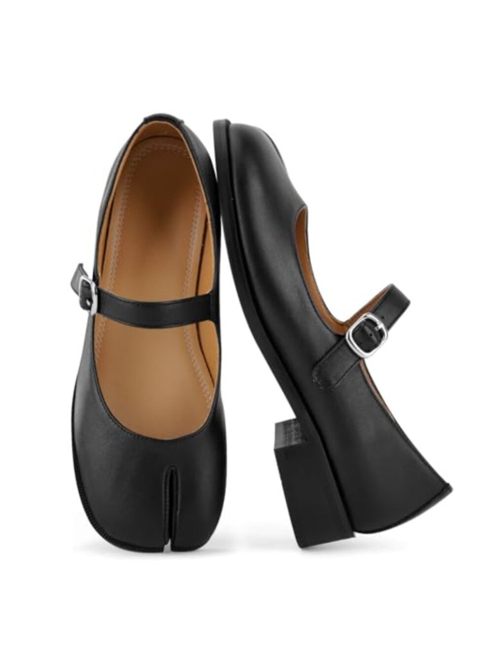 Tabi Split Toe Mary Jane Flats Buckle Strap Cushioned Insole Women's Casual
